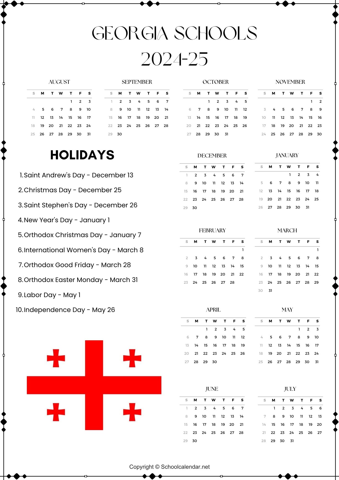 2025 Georgia School Calendar Elizbeth P Sizemore